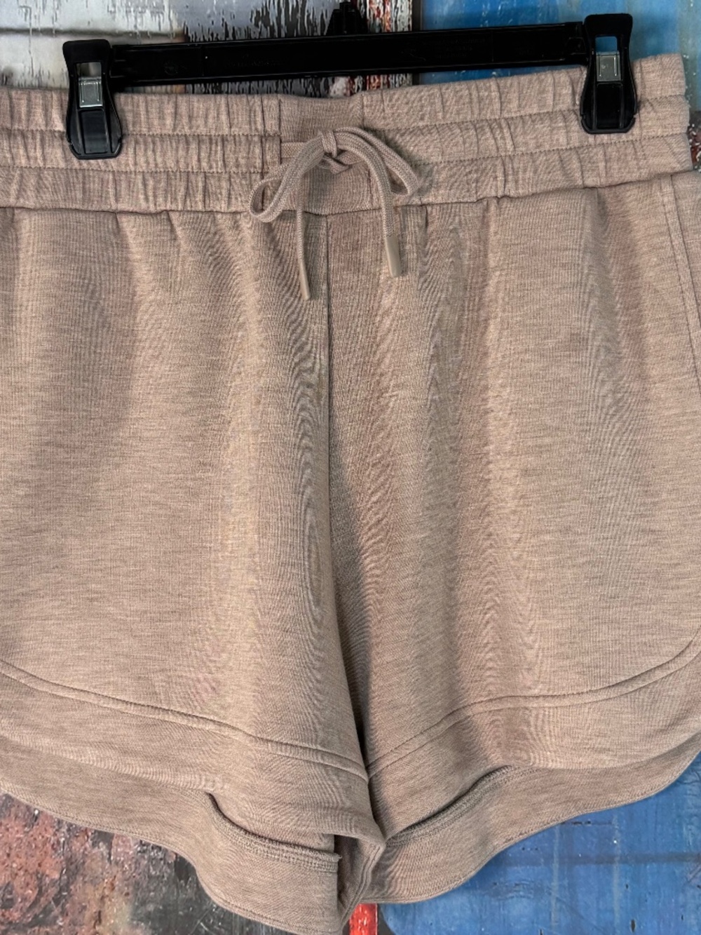 Varley Ollie High Waist Shorts Taupe Marl Women's Size M Drawstring Lounge